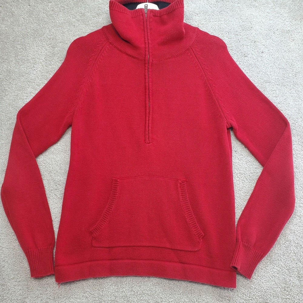 Lauren Ralph Lauren Sweaterβ Womens M Petite Red Cotton Raglan Sleeve Half Zip